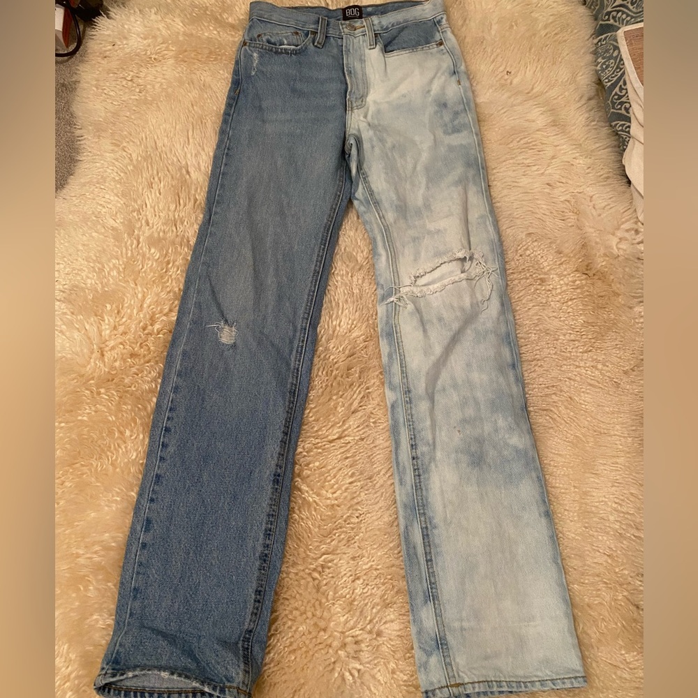 BDG Slim-stacked two-toned distressed jeans